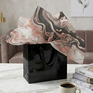Black Gray Pink Rose Gold White Marble Art Pattern Tissue Paper