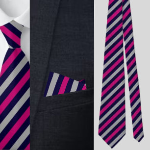 Black Gray Pink Stripes Abstract Pattern     Neck Tie
