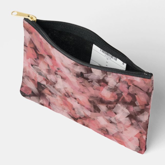 Black Gray Pink White Modern Geometric Abstract Accessory Pouch (Open)