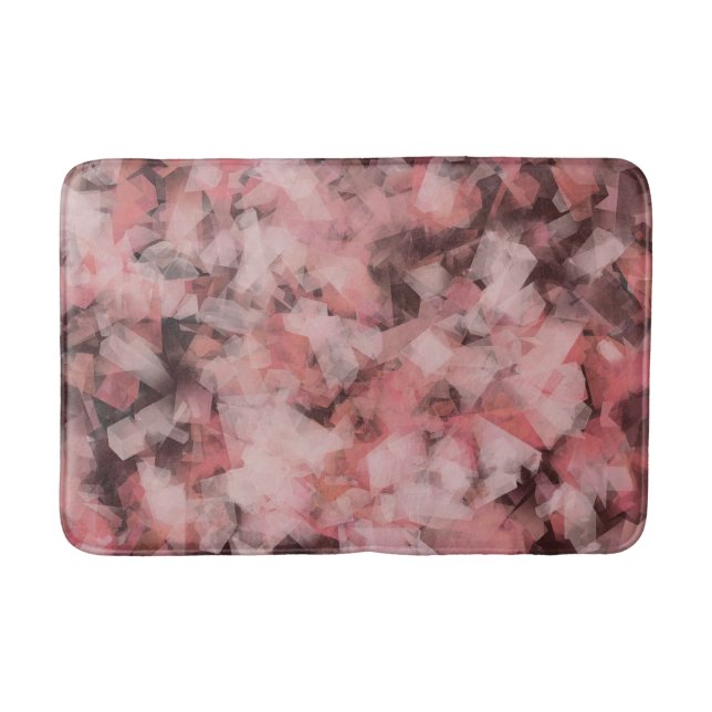 Black Gray Pink White Modern Geometric Abstract Bath Mat (Front)