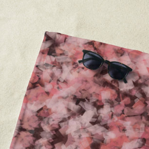 Black Gray Pink White Modern Geometric Abstract Beach Towel