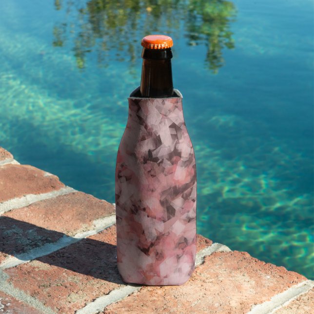 Black Gray Pink White Modern Geometric Abstract Bottle Cooler (In Situ Pool)