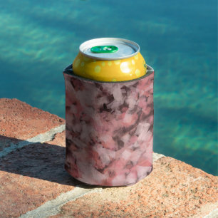 Black Gray Pink White Modern Geometric Abstract Can Cooler