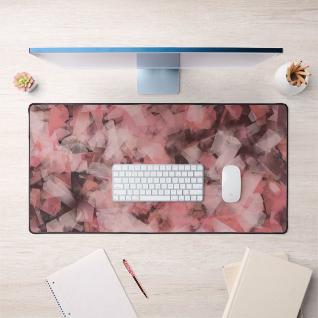 Black Gray Pink White Modern Geometric Abstract Desk Mat (Office 1)