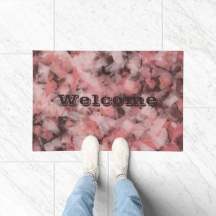 Black Gray Pink White Modern Geometric Abstract Doormat