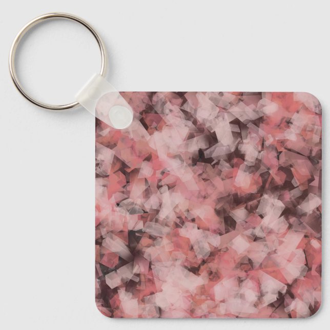Black Gray Pink White Modern Geometric Abstract Keychain (Front)