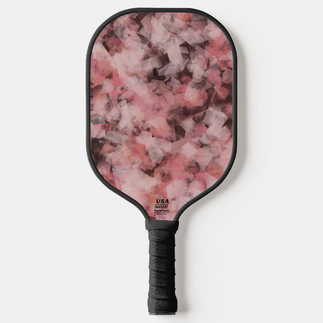 Black Gray Pink White Modern Geometric Abstract Pickleball Paddle (Front)