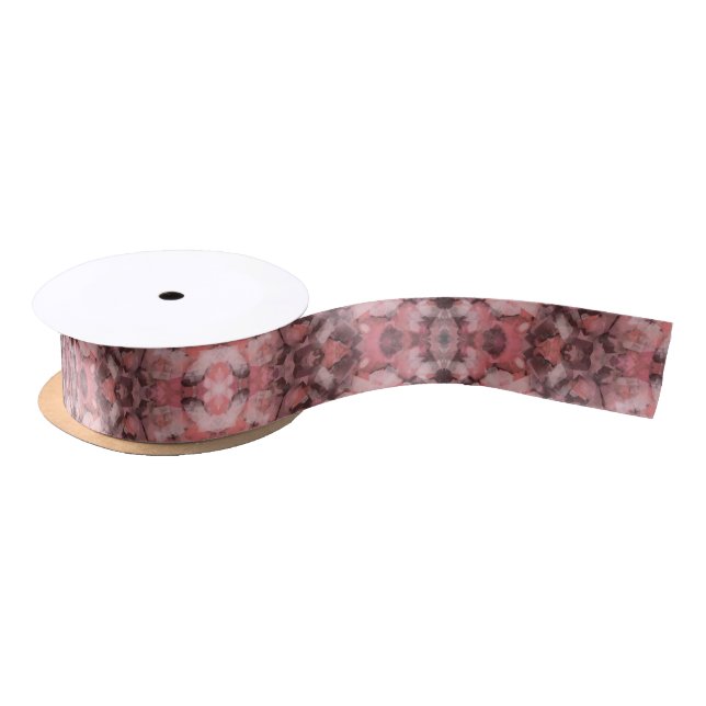 Black Gray Pink White Modern Geometric Abstract Satin Ribbon (Spool)