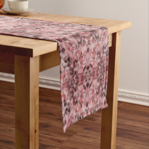 Black Gray Pink White Modern Geometric Abstract Short Table Runner