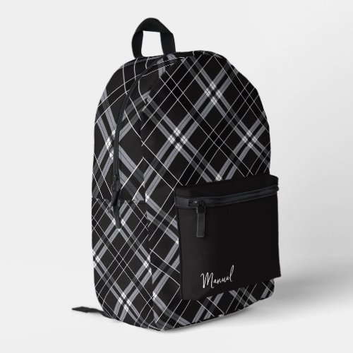 Black & Gray Plaid Backpack