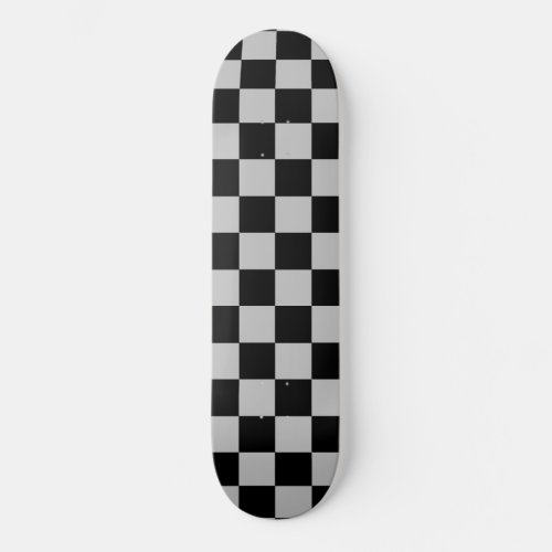 Black  Gray Plaid Checked Skateboard