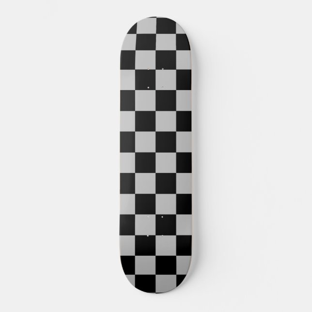 Black & Gray Plaid Checked Skateboard (Front)
