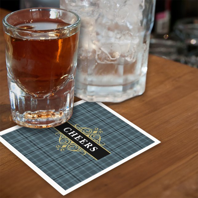 Black Gray Plaid Elegant Party Napkins (Creator Uploaded)