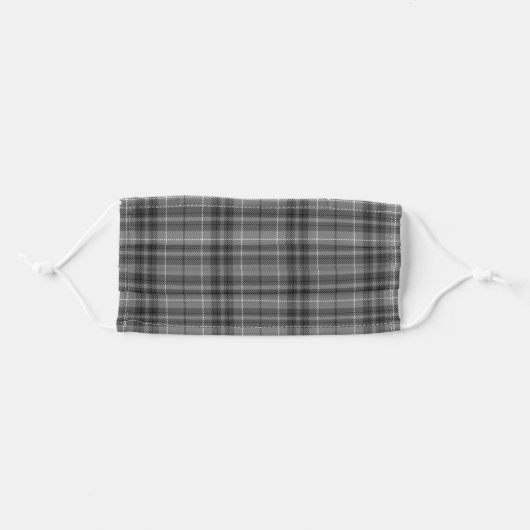 Black Gray Plaid Pattern Adult Cloth Face Mask (Front, Folded)