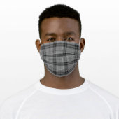 Black Gray Plaid Pattern Adult Cloth Face Mask (Worn)