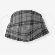 Black Gray Plaid Pattern Cloth Face Mask