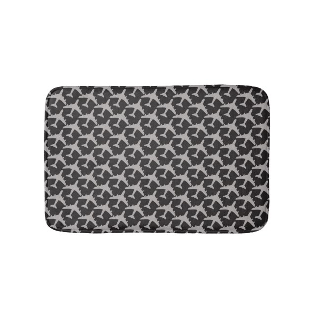 Black Gray Plane Airplanes Pilot Plane Aviation Bath Mat (Front)