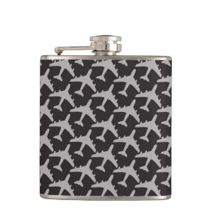 Black Gray Plane Airplanes Pilot Plane Aviation Flask