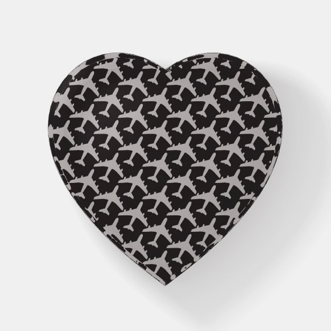 Black Gray Plane Airplanes Pilot Plane Aviation Paperweight (Front)