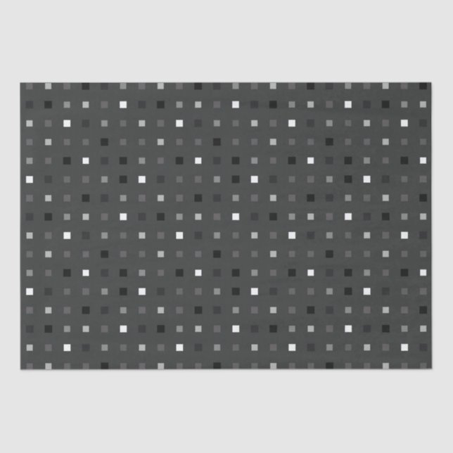 Black Gray Playful Pixel Seamless Pattern Tissue Paper (Front)