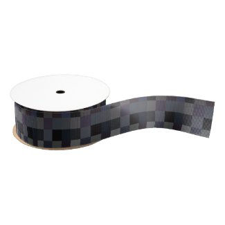 Black, Gray, Plum Checks Grosgrain Ribbon