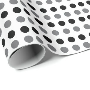 Black Gray Polka Dot Baby Shower Birthday Wrapping Paper