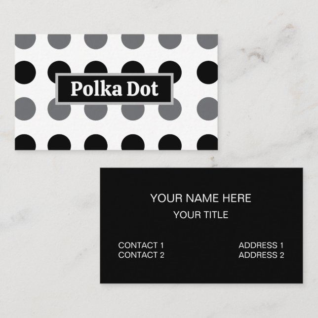 Black Gray Polka Dot Fashion Business Card (Front/Back)