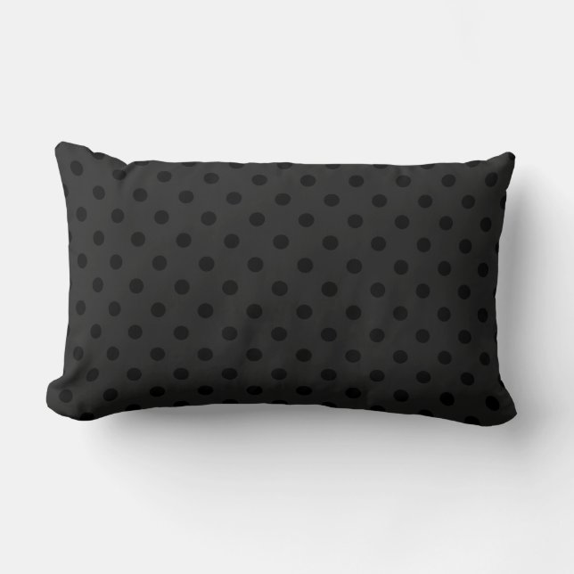 Black & Gray Polka Dots Pattern Lumbar Pillow (Front)