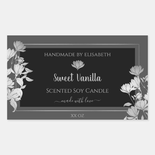 Black Gray Product Packaging Labels Silver Frame (Front)