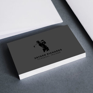 Black Gray Professional Personal Trainer Golf Business Card