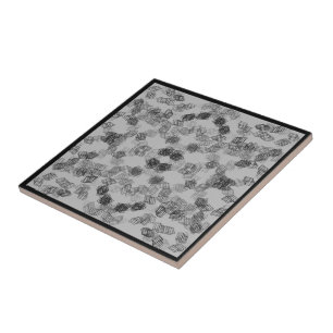 Black Gray Rectangular Shapes Geometric Pattern Ceramic Tile