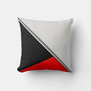 Black Gray Red Acrylic Block Painting Throw Pillow