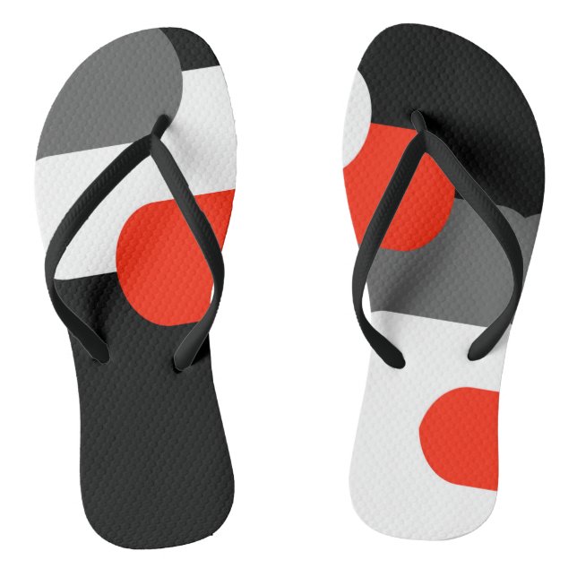 Black Gray red and White Pair of Flip Flops (Footbed)