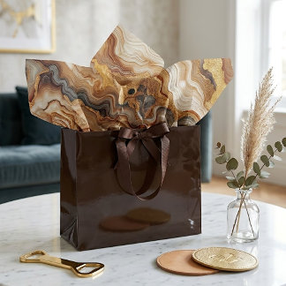 Black Gray Red Brown Amber Gold Marble Art Pattern Tissue Paper