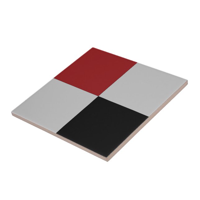 Black, Gray & Red Checked Ceramic Tile (Side)