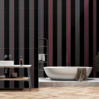 Black Gray Red Ultra Wide Six Inch Awning Stripe