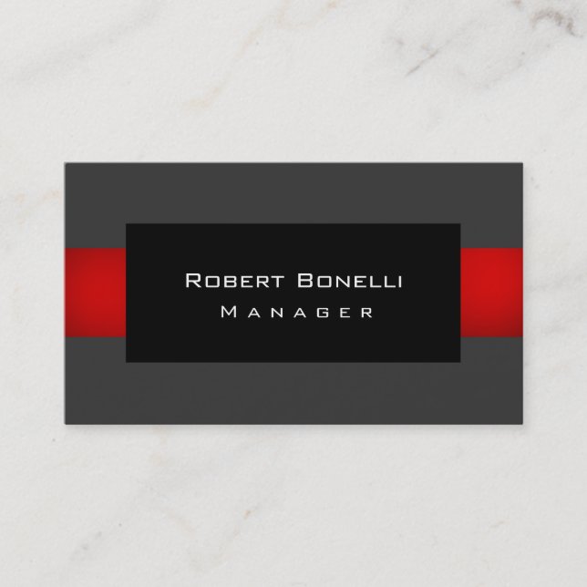 Black Gray Red Unique Plain Business Card (Front)