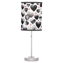 BLACK GRAY RED WATERCOLOR LOVE HEARTS