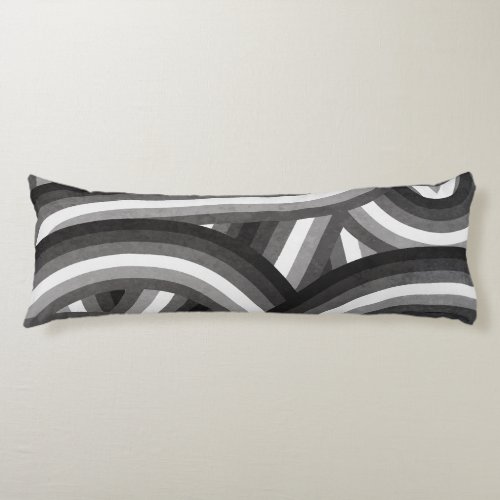 BlackGray Retro Rainbow Stripes Pattern Body Pillow