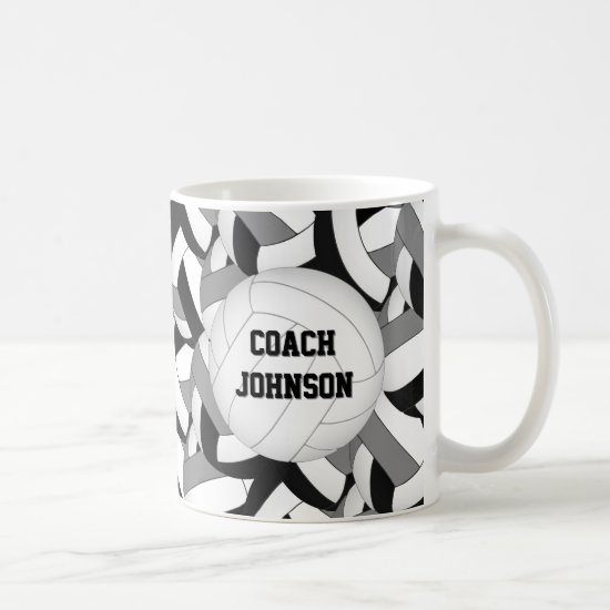 black gray school colors volleyball coach gift coffee mug