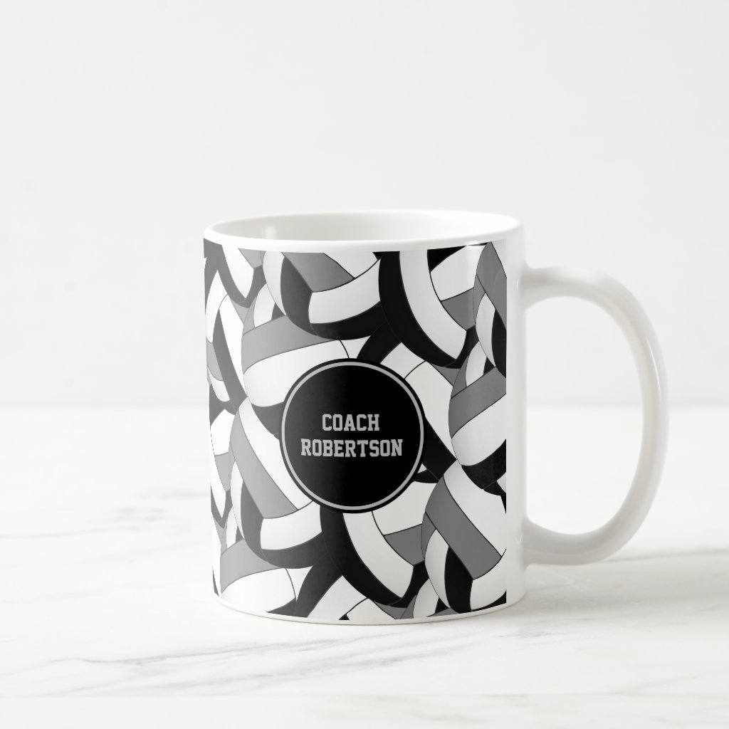 black gray school colors volleyball coach gift coffee mug