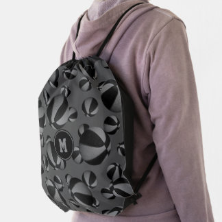 black gray school sports team colors basketball drawstring bag
