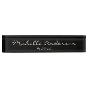 Black Gray Script Architect Nameplate