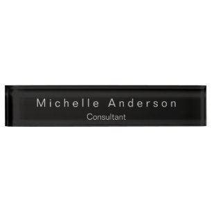Black Gray Script Consultant Desk Nameplate