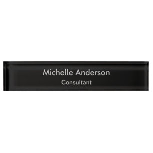 Black Gray Script Consultant Desk Nameplate