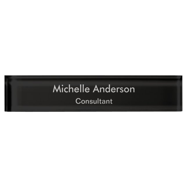 Black Gray Script Consultant Desk Nameplate (Front)