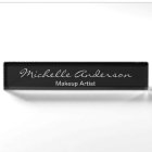 Black Gray Script Makeup Artist Nameplate