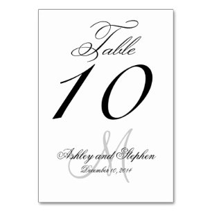 Black , Gray Script Wedding Table Number
