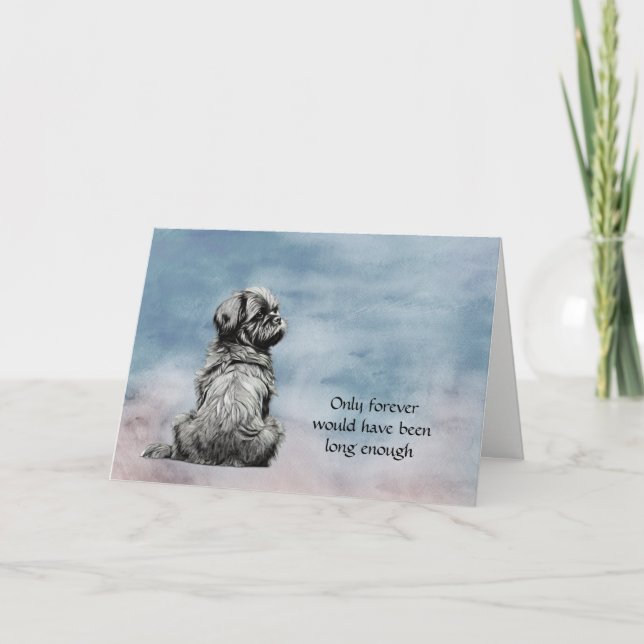 Black Gray Shih Tzu Dog Loss Sympathy Card (Front)