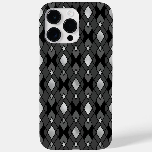 BLACK GRAY SILVER DIAMOND PATTERNS Case-Mate iPhone CASE (Back)